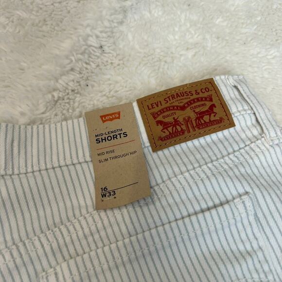 Levi’s Denim Mid Length Shorts‎ Size 33 Mid Rise Pockets Casual Striped Women - Picture 6 of 7